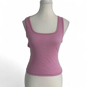Skims Bubble Gum Pink Ribbed Tank Top Fitted Size XL